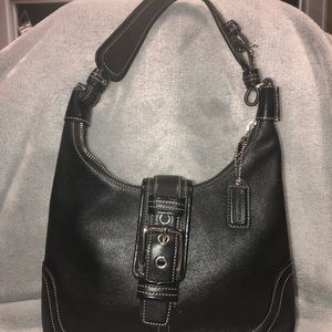 Coach Black Bag leather with silver accents